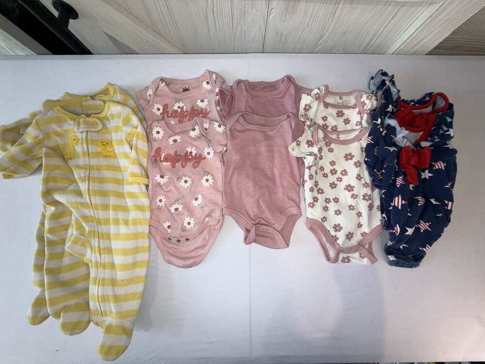 Baby Girls Mixed Brand Bodysuits and Sleep & Play twins bundle (b85)